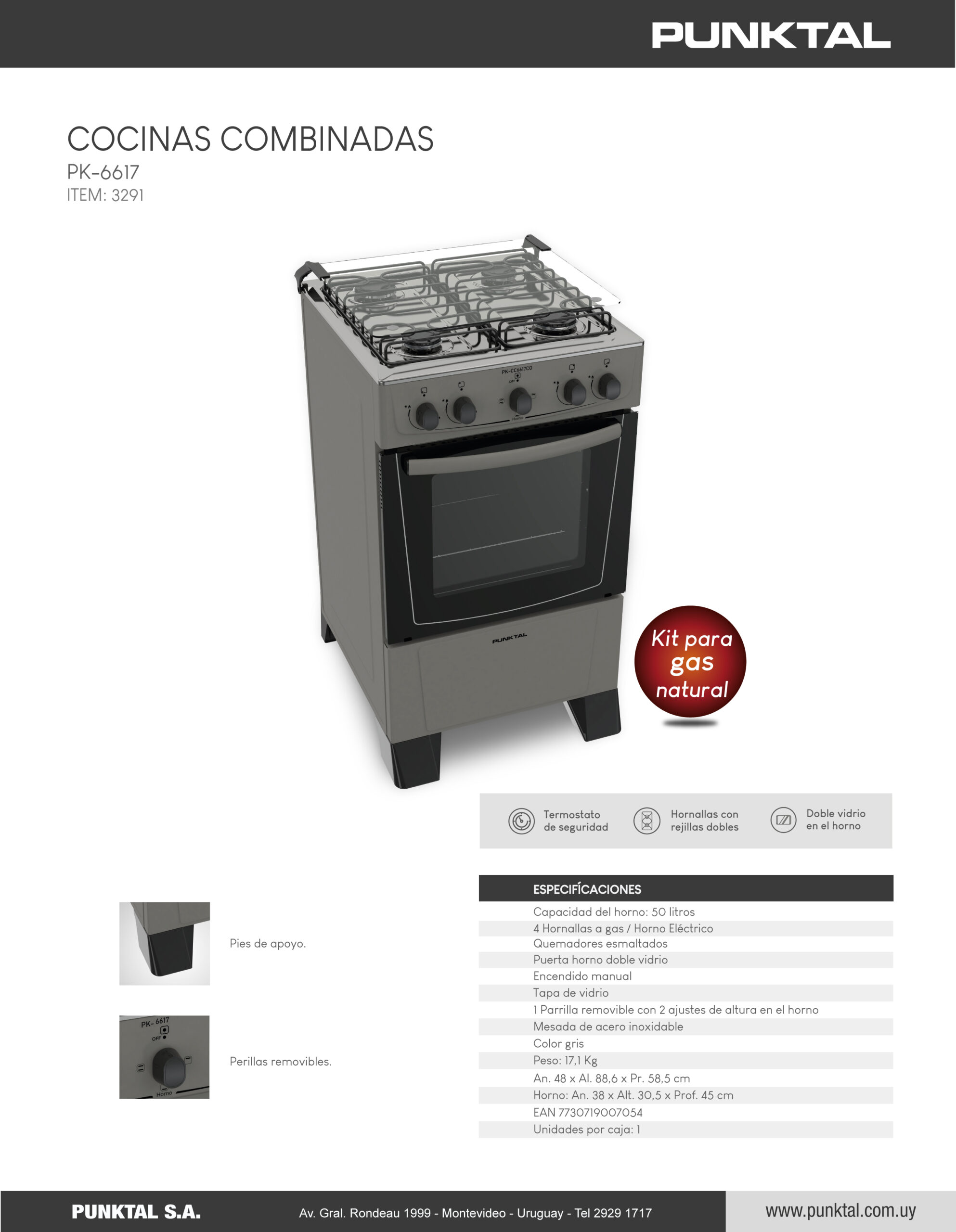 Cocina Punktal PK-6617 Combinada - Imagen 2