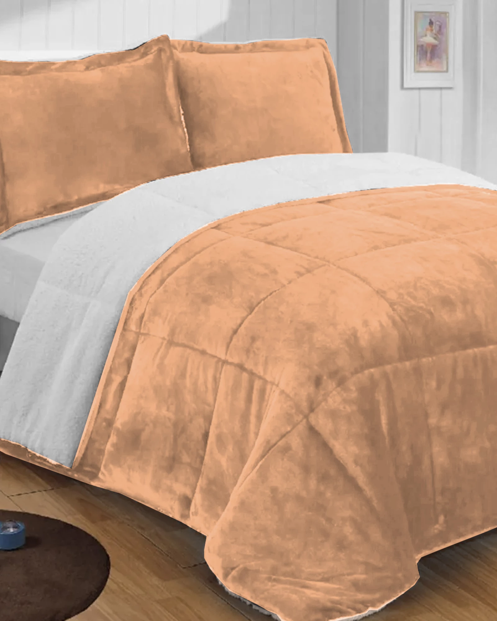 Acolchado Cotton Flor Slik Touch King Corderito - Imagen 4