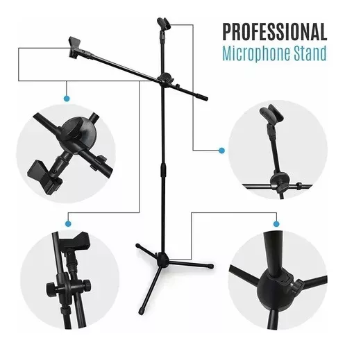 Jirafa para micrófono Metálico Profesional doble pipeta - Imagen 3