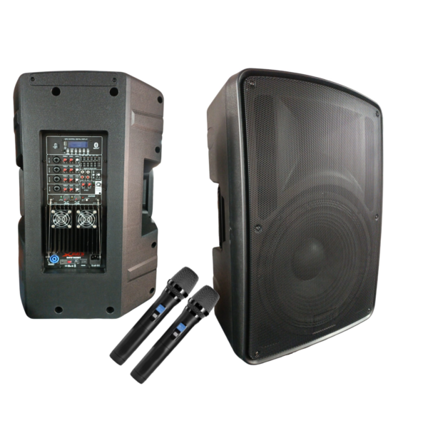 Caja Acústica BATS1526BT - 15", 450W RMS, Bluetooth, 2 Micrófonos VHF, EQ 5 Bandas