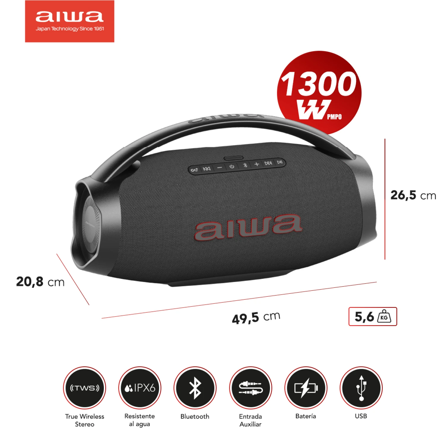 Parlante Boombox AIWA AWH51BT - Imagen 3