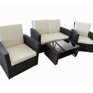 JUEGO DE SOFÁ DE ACERO GALVANIZADO Y RATAN 4 PIEZAS