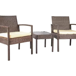 JUEGO DE SOFÁ DE ACERO Y RATÁN DE 3 PIEZAS