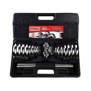 Set de Mancuernas Cromadas York Maletín 30 KG